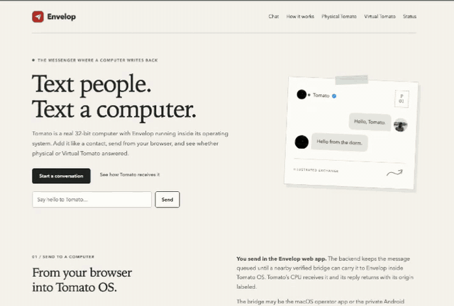 From the website into browser chat · an exchange with Tomato