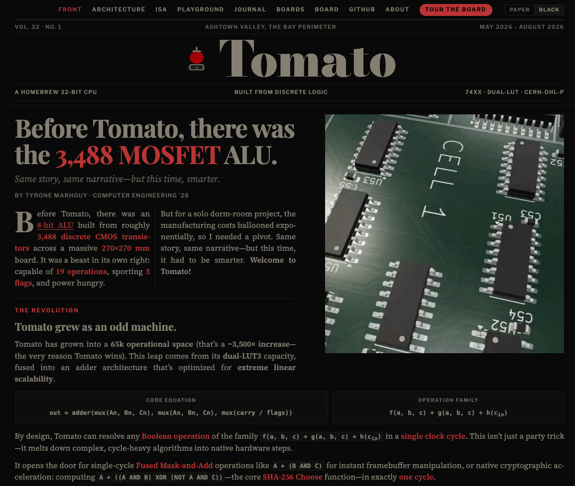 Tomato site — black theme