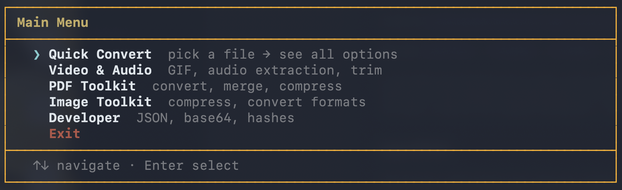 The terminal interface · Mango