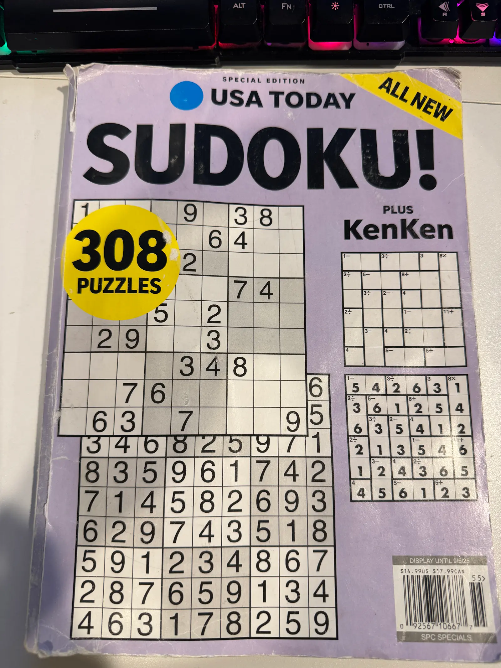 Sudoku puzzle book on the bench